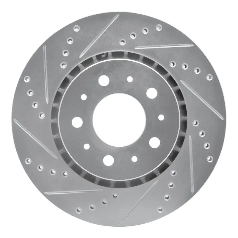 R1 82-92 Volvo 780 Front Left Drilled & Slotted Silver Brake Rotor 1