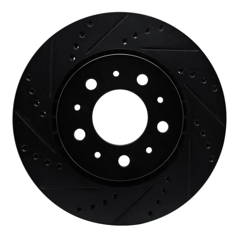 R1 82-92 Volvo 940 Front Left Drilled & Slotted Black Brake Rotor 1