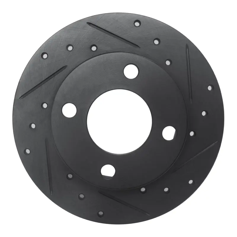 R1 82-98 Audi 5000 Rear Right Drilled & Slotted Black Brake Rotor 1