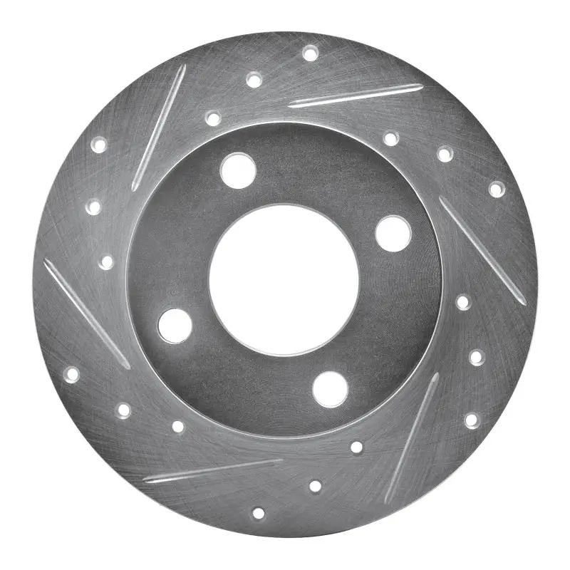 R1 82-98 Audi Cabriolet Rear Left Drilled & Slotted Silver Brake Rotor 1