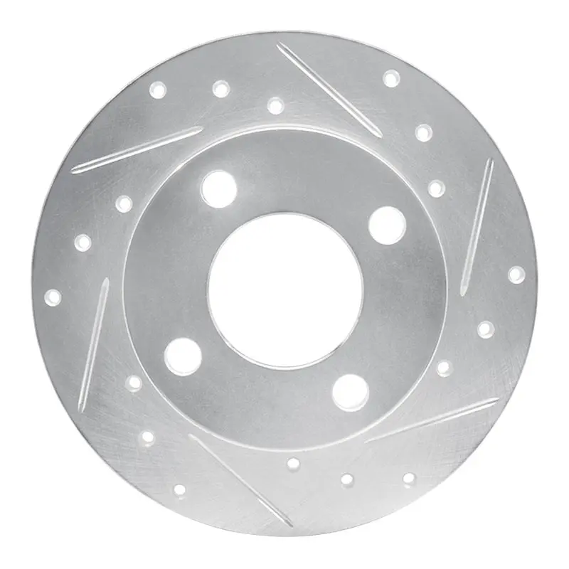R1 82-98 Audi Coupe Rear Right Drilled & Slotted Silver Brake Rotor 1