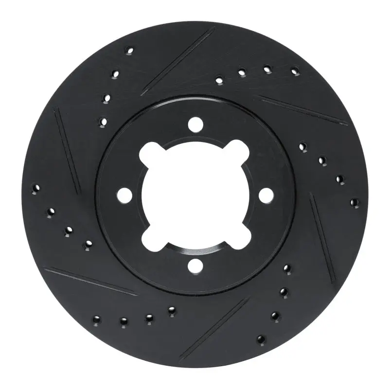 R1 83-84 Toyota Cressida Front Left Drilled & Slotted Black Brake Rotor 1