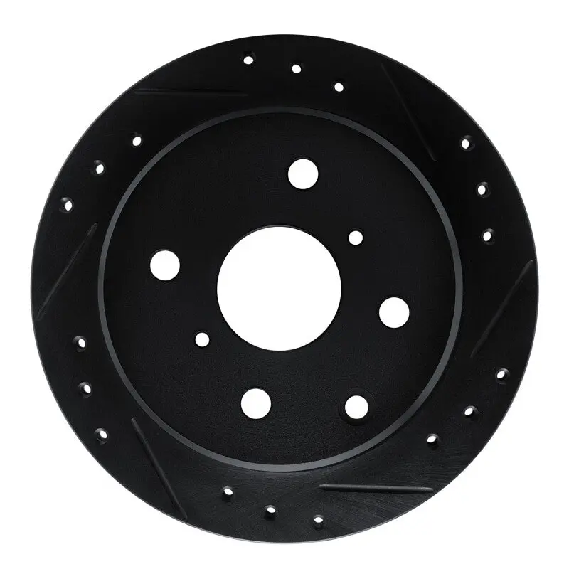R1 83-84 Toyota Cressida Rear Right Drilled & Slotted Black Brake Rotor 1