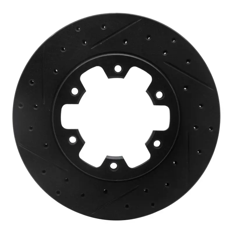 R1 83-85 Nissan 720 Datsun Front Left Drilled & Slotted Black Brake Rotor 1