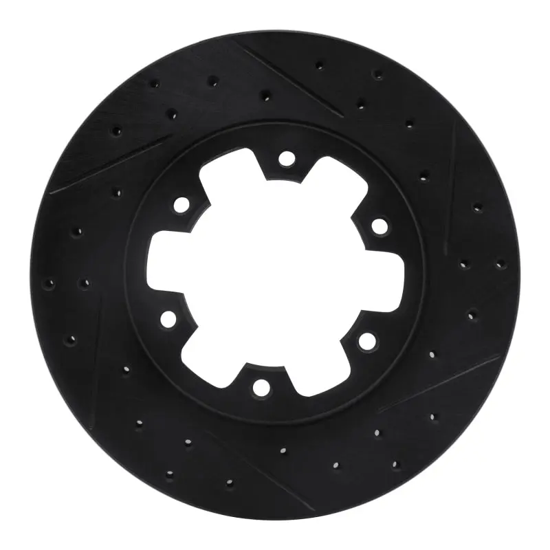 R1 83-85 Nissan 720 Datsun Front Right Drilled & Slotted Black Brake Rotor 1