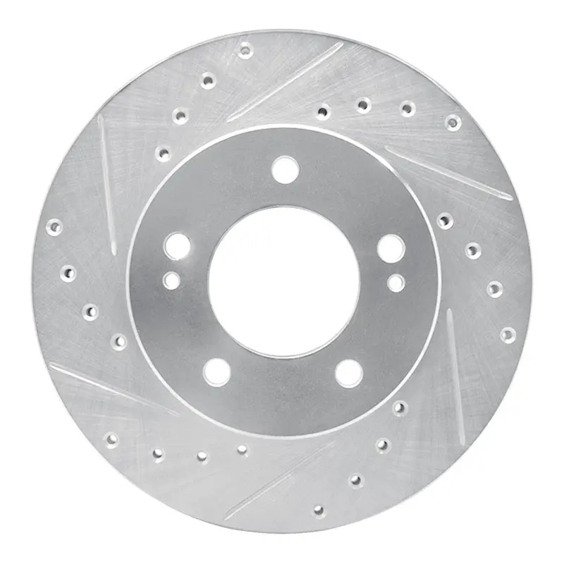 R1 83-89 Chrysler Conquest Front Left Drilled & Slotted Silver Brake Rotor 1