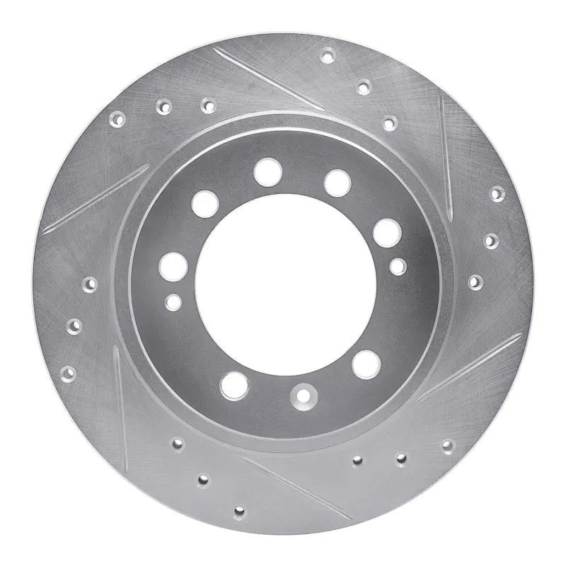 R1 83-89 Chrysler Conquest Rear Right Drilled & Slotted Silver Brake Rotor 1