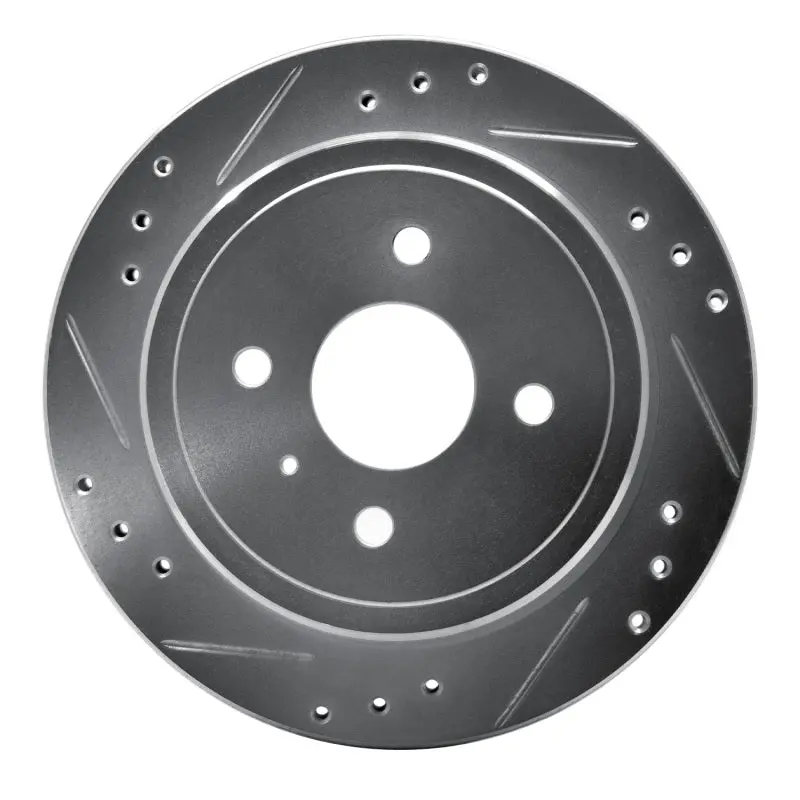 R1 83-89 Isuzu Impulse Rear Left Drilled & Slotted Silver Brake Rotor 1