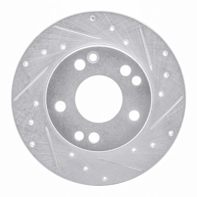 R1 83-89 Mercedes-Benz 190D Front Right Drilled & Slotted Silver Brake Rotor 1