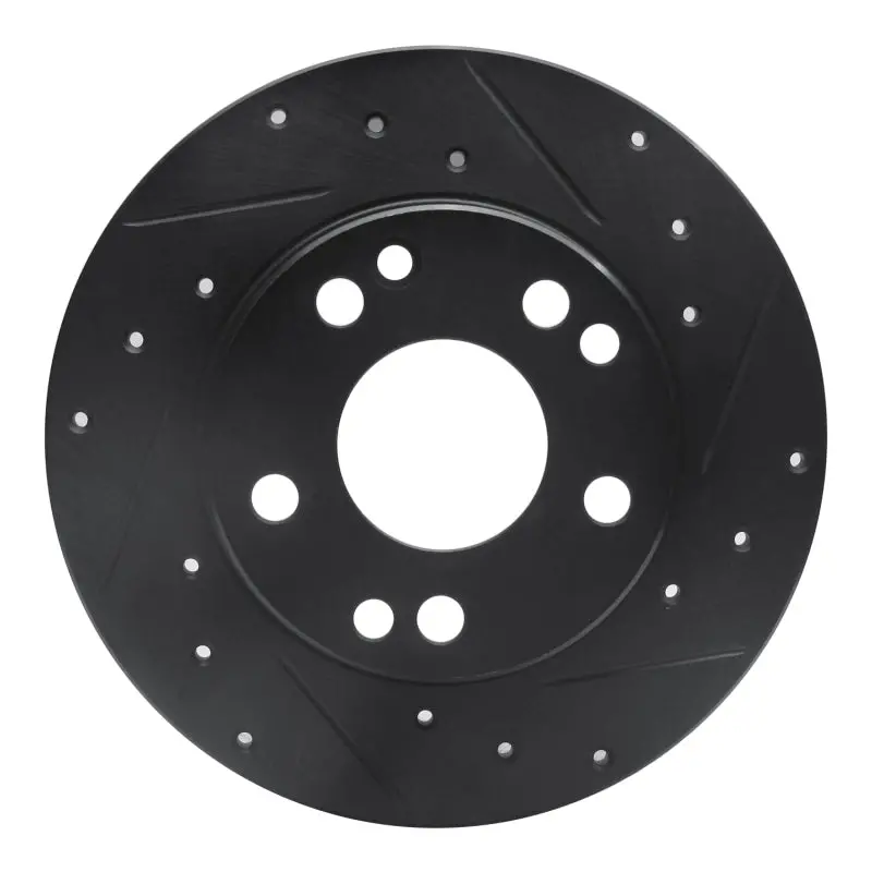 R1 83-89 Mercedes-Benz 190E Front Right Drilled & Slotted Black Brake Rotor 1