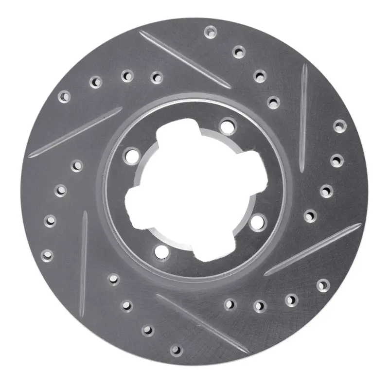 R1 83-89 Subaru Brat Front Right Drilled & Slotted Silver Brake Rotor 1