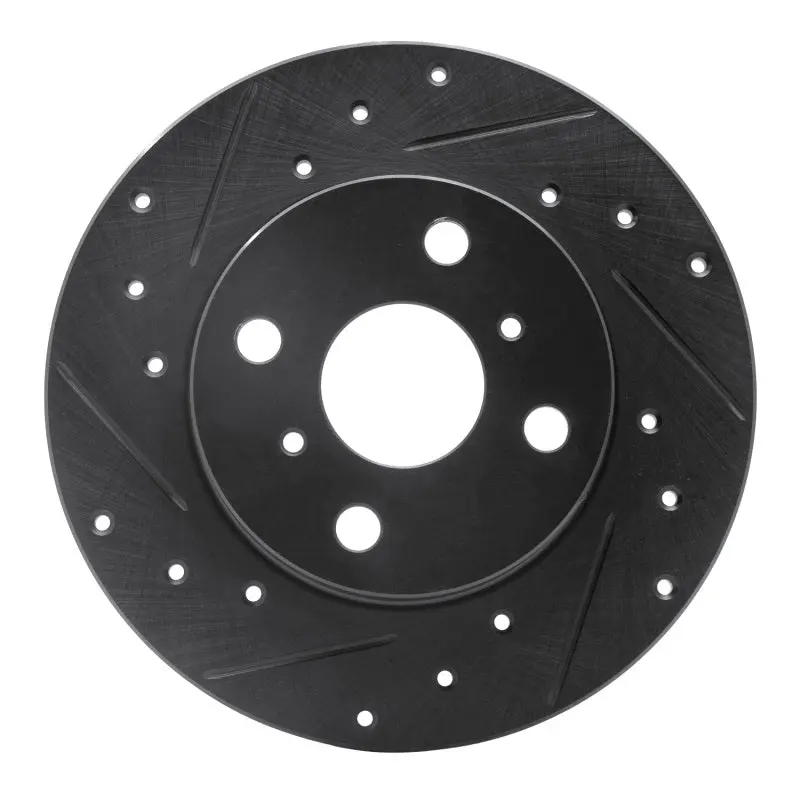 R1 83-90 Toyota Tercel Front Left Drilled & Slotted Black Brake Rotor 1