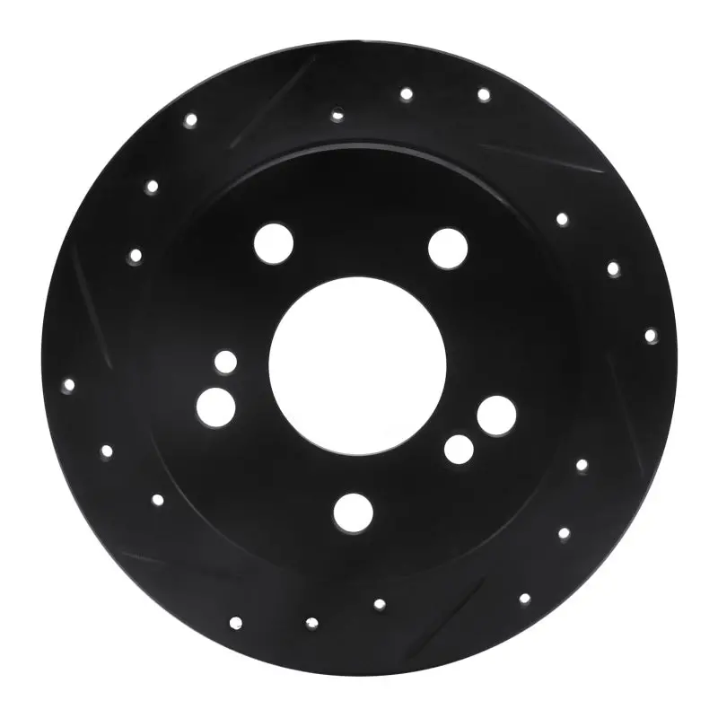 R1 83-95 Mercedes-Benz 300Ce Rear Left Drilled & Slotted Black Brake Rotor 1