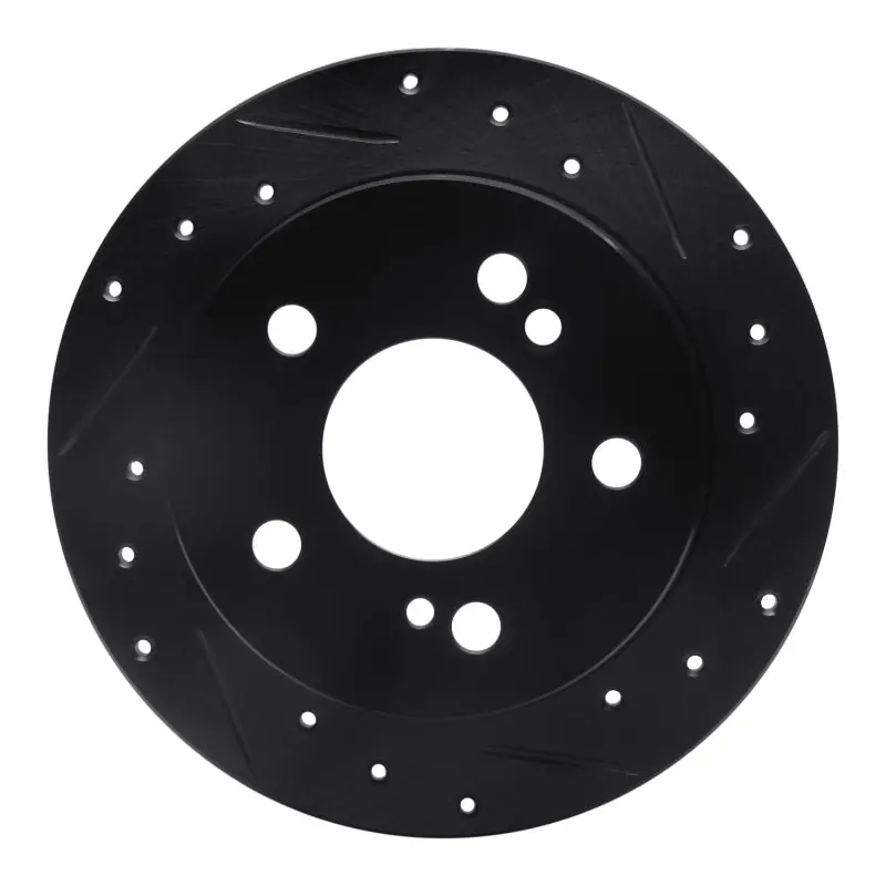 R1 83-95 Mercedes-Benz 300D Rear Right Drilled & Slotted Black Brake Rotor 1