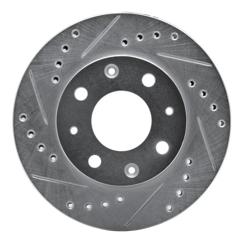 R1 84-06 Honda Crx Front Left Drilled & Slotted Silver Brake Rotor 1
