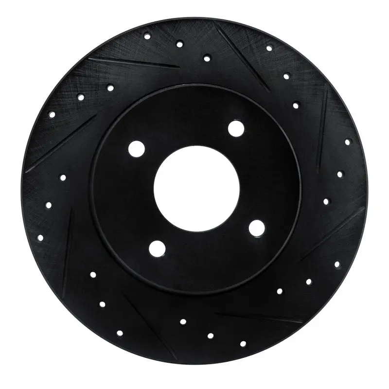 R1 84-85 Nissan 300Zx Rear Right Drilled & Slotted Black Brake Rotor 1