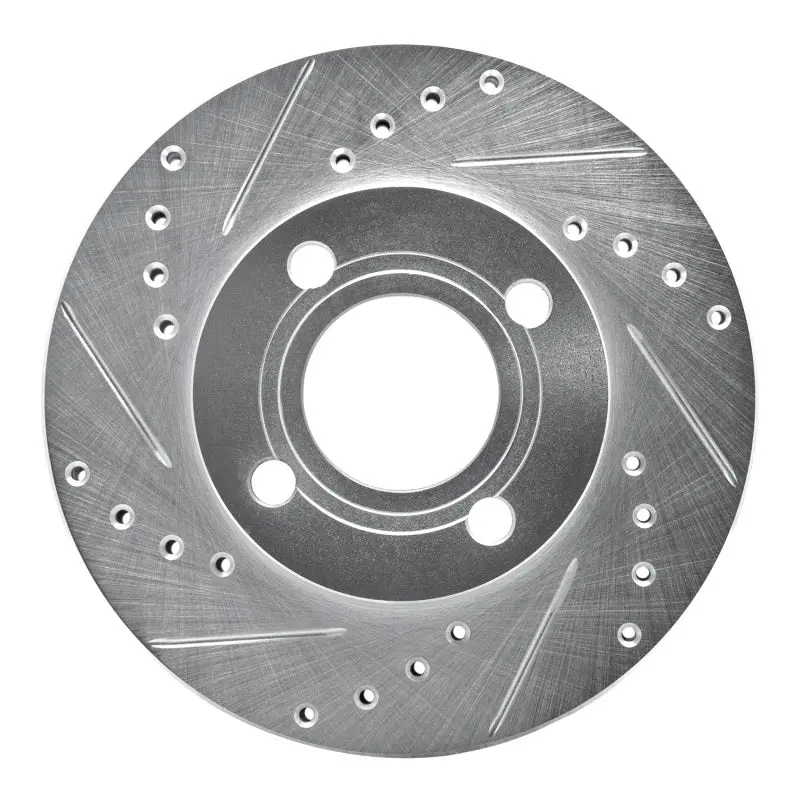 R1 84-87 Audi 4000 Quattro Front Left Drilled & Slotted Silver Brake Rotor 1