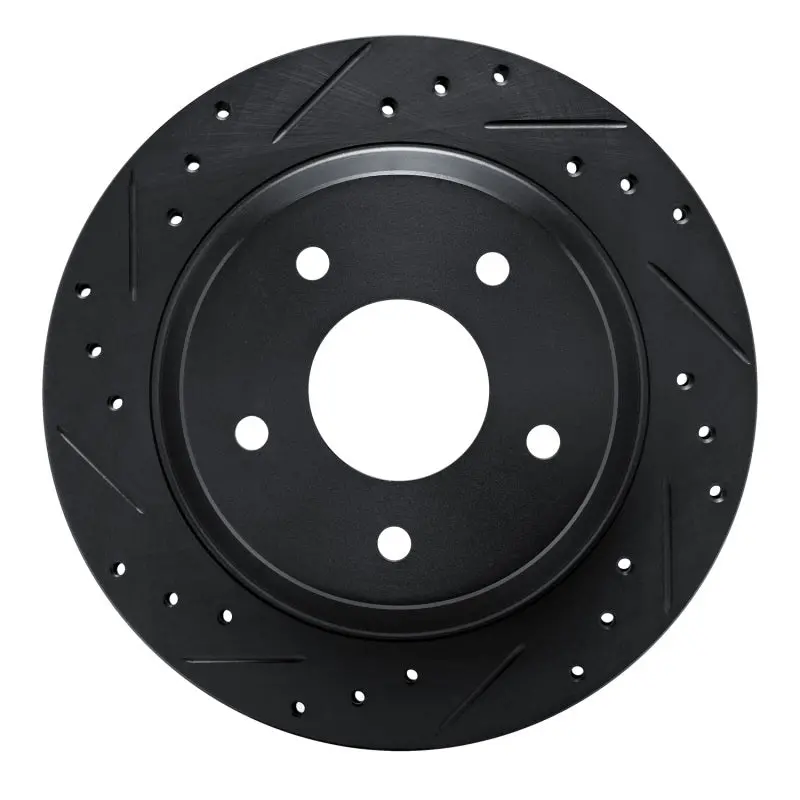 R1 84-87 Chevrolet Corvette Front Left Drilled & Slotted Black Brake Rotor 1