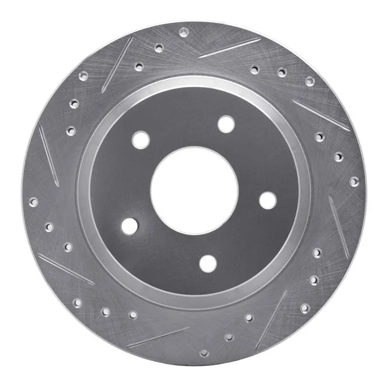R1 84-87 Chevrolet Corvette Front Left Drilled & Slotted Silver Brake Rotor 1