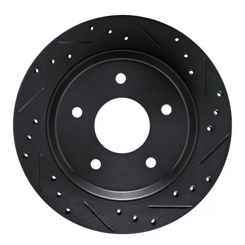 R1 84-87 Chevrolet Corvette Front Right Drilled & Slotted Black Brake Rotor 1