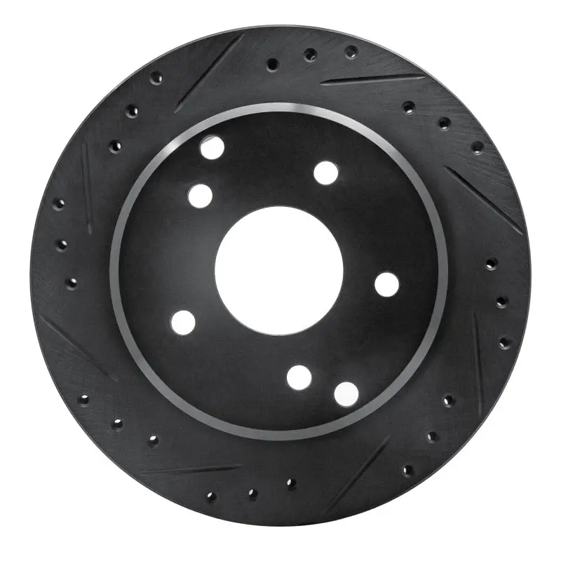 R1 84-87 Chevrolet Corvette Rear Left Drilled & Slotted Black Brake Rotor 1
