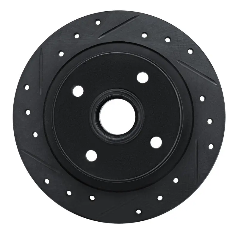 R1 84-87 Honda Prelude Rear Left Drilled & Slotted Black Brake Rotor 1