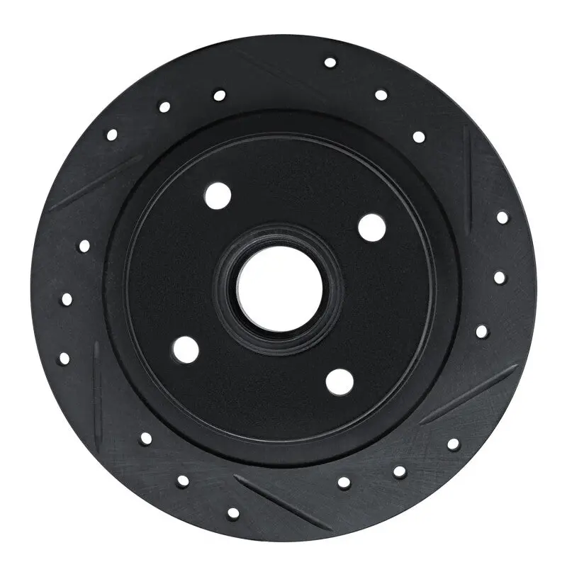 R1 84-87 Honda Prelude Rear Right Drilled & Slotted Black Brake Rotor 1