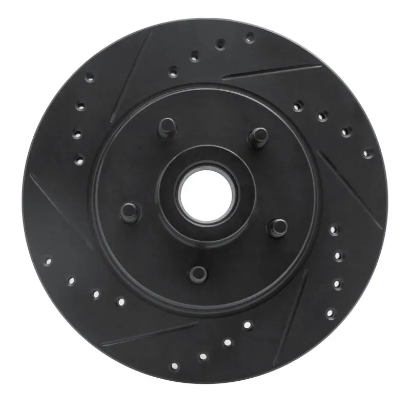 R1 84-87 Lincoln Continental Front Left Drilled & Slotted Black Brake Rotor 1
