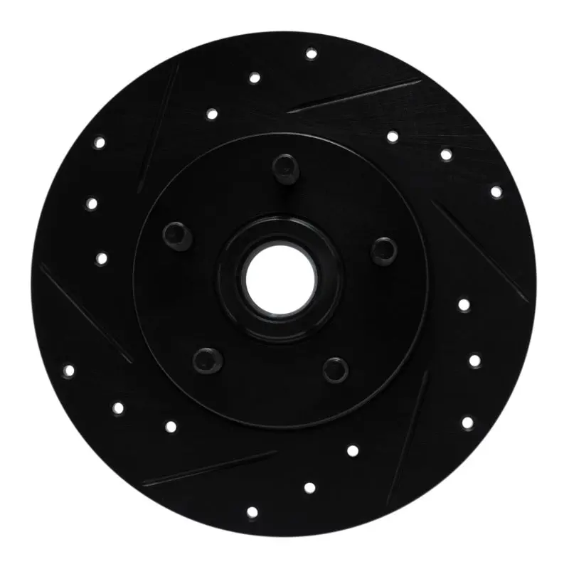 R1 84-87 Pontiac Fiero Front Left Drilled & Slotted Black Brake Rotor 1