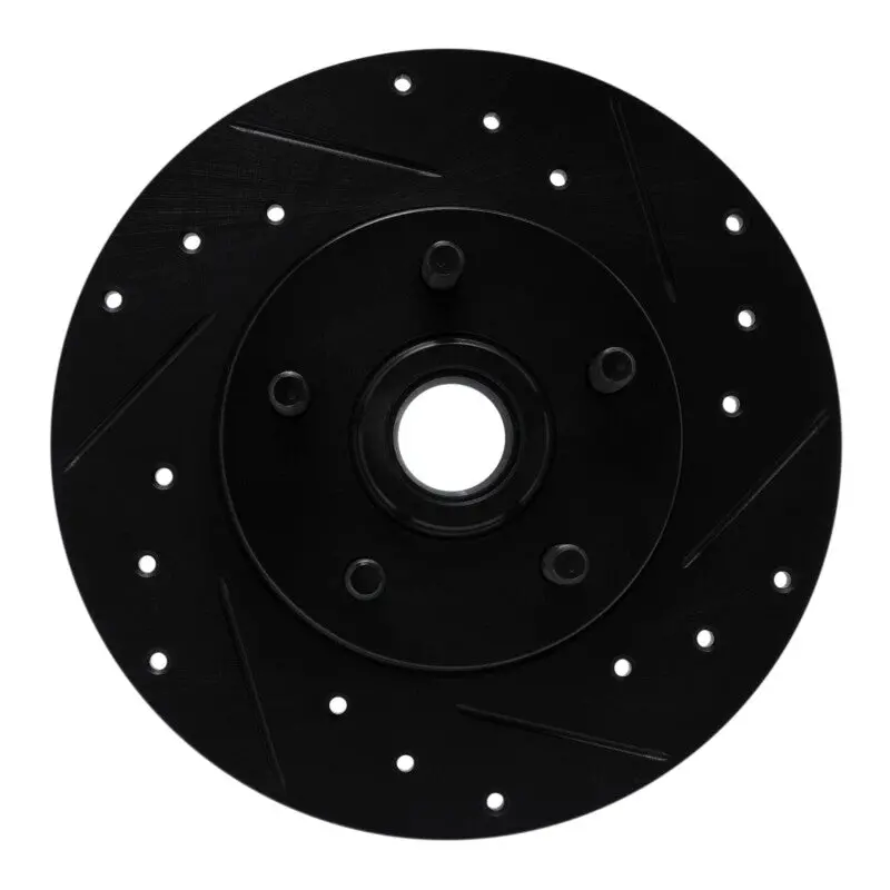 R1 84-87 Pontiac Fiero Front Right Drilled & Slotted Black Brake Rotor 1