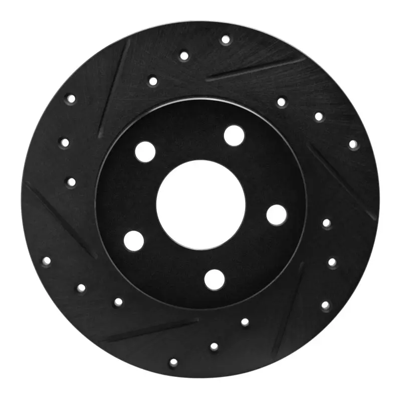 R1 84-87 Pontiac Fiero Rear Left Drilled & Slotted Black Brake Rotor 1