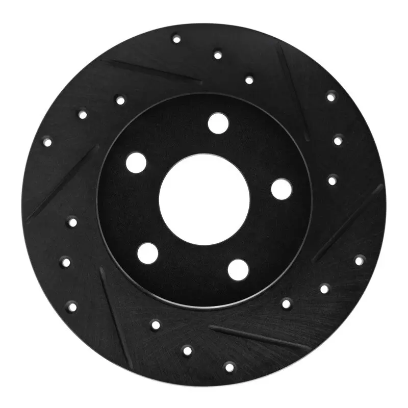 R1 84-87 Pontiac Fiero Rear Right Drilled & Slotted Black Brake Rotor 1
