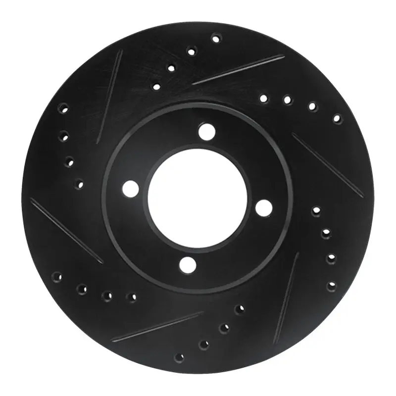 R1 84-87 Toyota Corolla (Us/Canada) Front Left Drilled & Slotted Black Brake Rotor 1