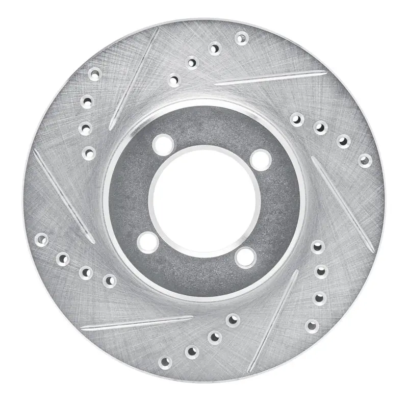 R1 84-87 Toyota Corolla (Us/Canada) Front Left Drilled & Slotted Silver Brake Rotor 1