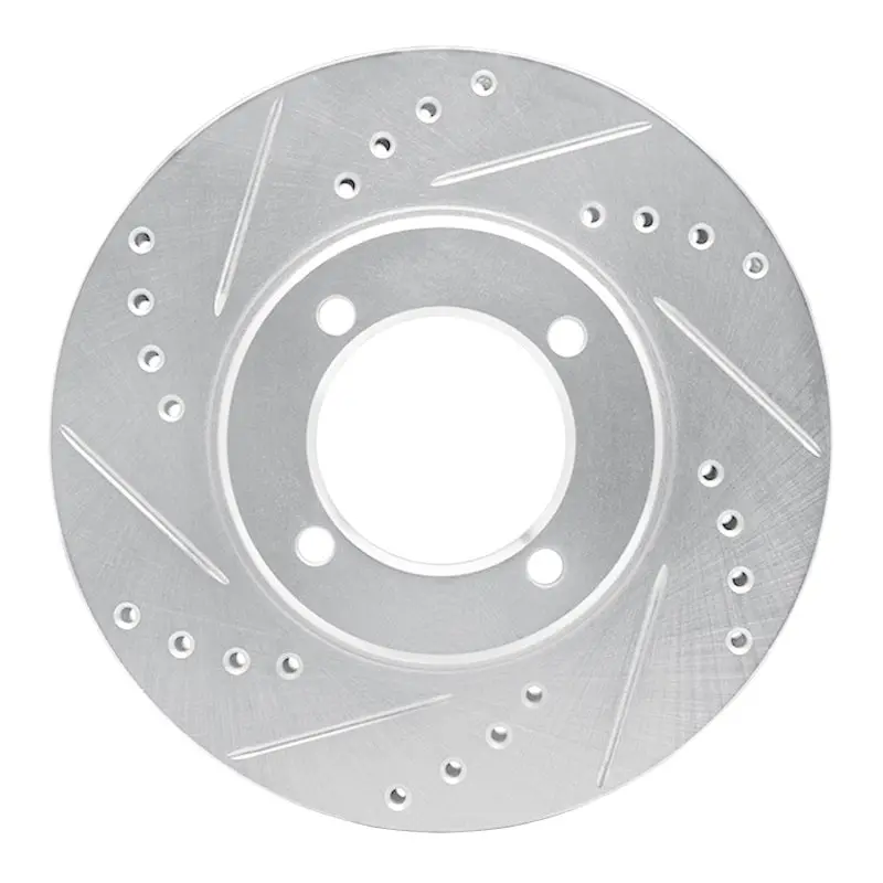 R1 84-87 Toyota Cressida Front Left Drilled & Slotted Silver Brake Rotor 1