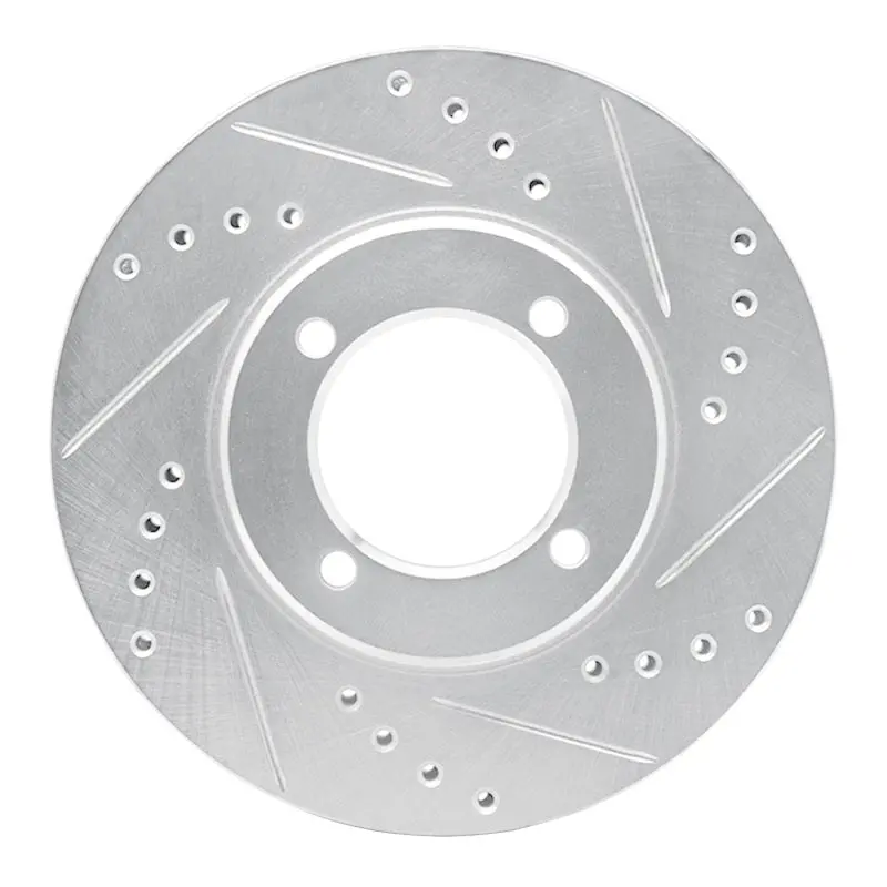 R1 84-87 Toyota Cressida Front Right Drilled & Slotted Silver Brake Rotor 1