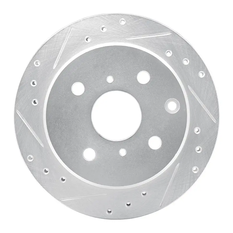 R1 84-88 Toyota Cressida Rear Left Drilled & Slotted Silver Brake Rotor 1