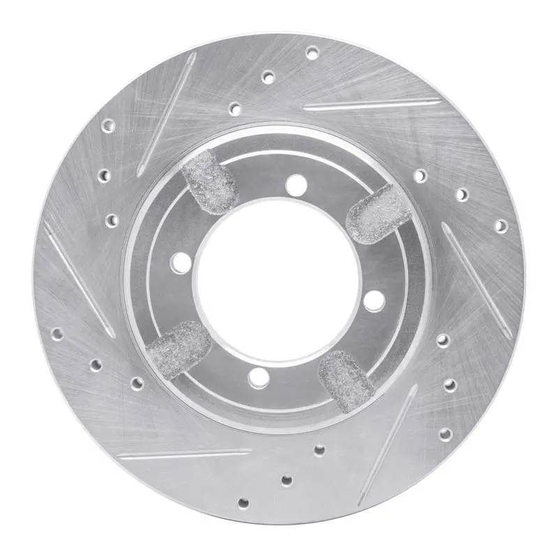 R1 84-90 Dodge Colt Front Left Drilled & Slotted Silver Brake Rotor 1