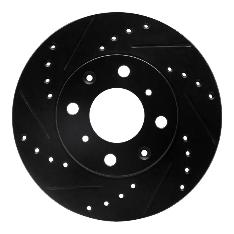 R1 84-90 Honda Accord Hatchback Front Left Drilled & Slotted Black Brake Rotor 1