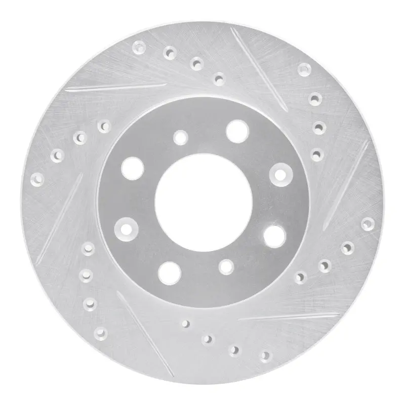 R1 84-90 Honda Prelude Front Right Drilled & Slotted Silver Brake Rotor 1