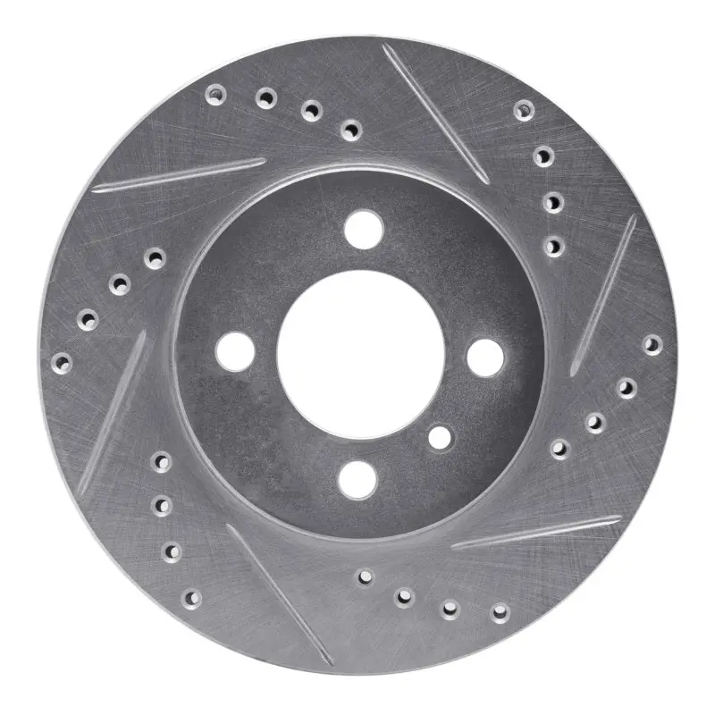 R1 84-91 Bmw 325 Front Right Drilled & Slotted Silver Brake Rotor 1