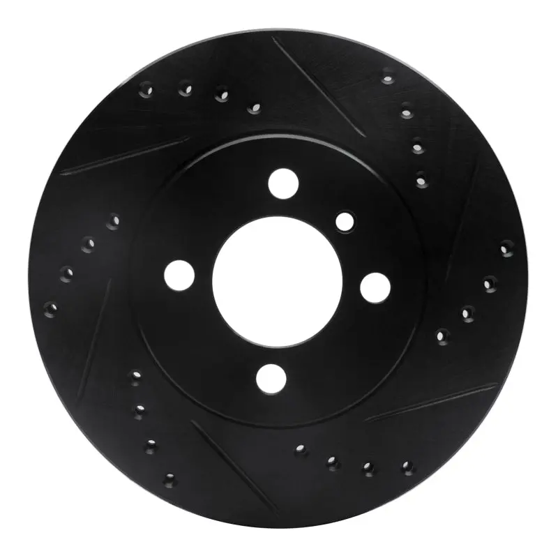 R1 84-91 Bmw 325Es Front Right Drilled & Slotted Black Brake Rotor 1