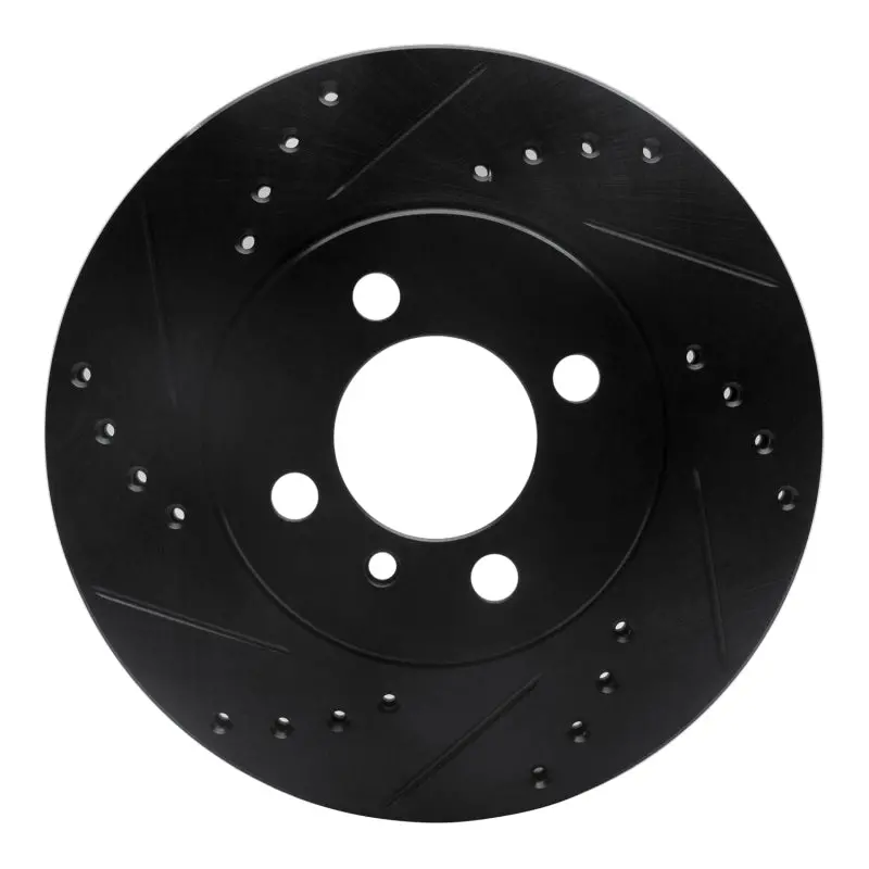 R1 84-91 Bmw 325I (Usa/Canada) Front Left Drilled & Slotted Black Brake Rotor 1