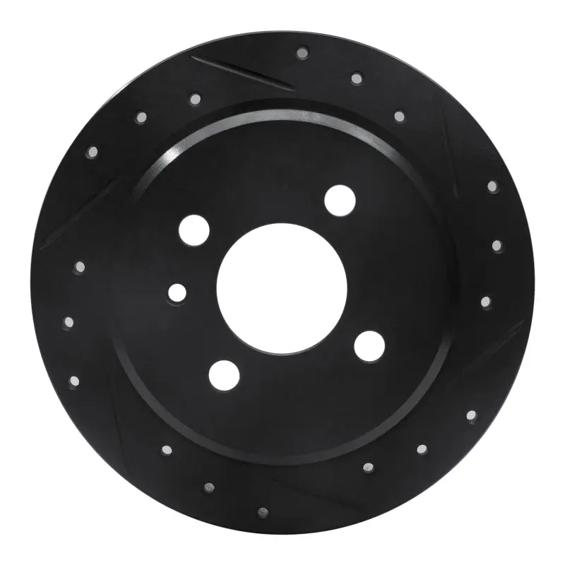 R1 84-91 Bmw 325I (Usa/Canada) Rear Right Drilled & Slotted Black Brake Rotor 1
