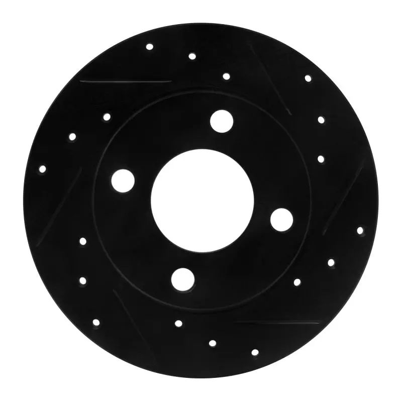 R1 84-95 Audi 90 Quattro Rear Right Drilled & Slotted Black Brake Rotor 1