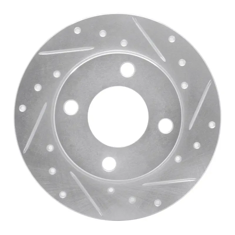R1 84-95 Audi 90 Quattro Rear Right Drilled & Slotted Silver Brake Rotor 1