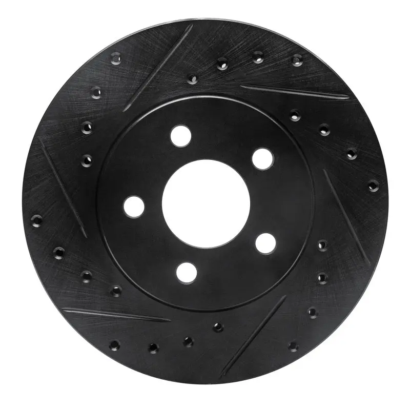 R1 84-95 Chrysler Imperial Front Left Drilled & Slotted Black Brake Rotor 1