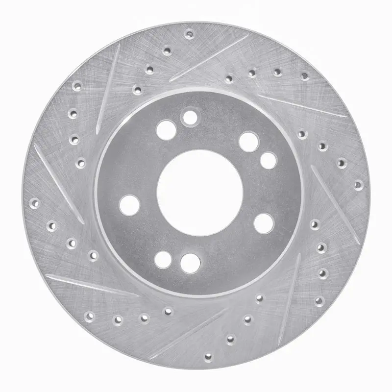 R1 84-95 Mercedes-Benz 260E Front Left Drilled & Slotted Silver Brake Rotor 1