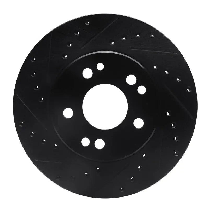 R1 84-95 Mercedes-Benz E300 Front Left Drilled & Slotted Black Brake Rotor 1
