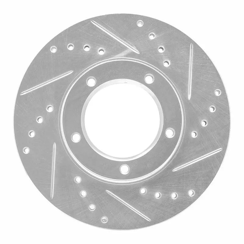R1 84-95 Toyota Pickup Front Right Drilled & Slotted Silver Brake Rotor 1